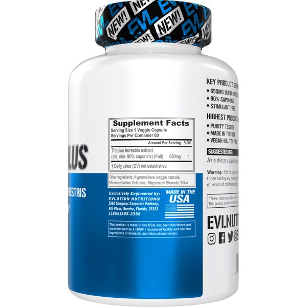 EVL 100% Tribulus: Natural Testosterone, Energy, Stamina & Libido Booster, 60ct. Online now