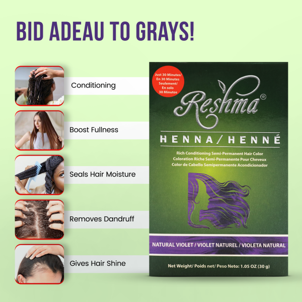 30 Minute Henna - Natural Violet Semi-Permanent Hair Color Supply