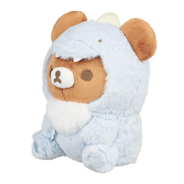 San-X Rilakkuma Chairoikoguma Blue Dinosaur Plush 轻松熊系列淡蓝色茶小熊恐龙套装毛绒玩具 Online Hot Sale