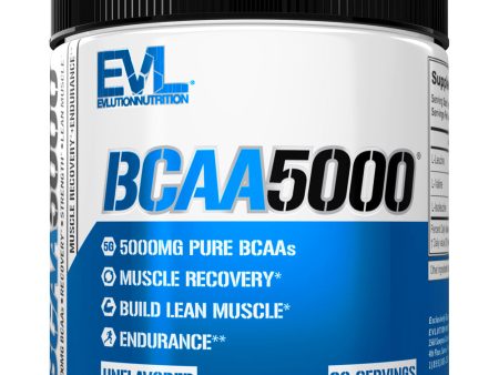 EVL BCAA5000 60srv | 5000mg Branched Chain Amino Acids | Boost Muscle Building + Recovery & Endurance | Unflavored Supply