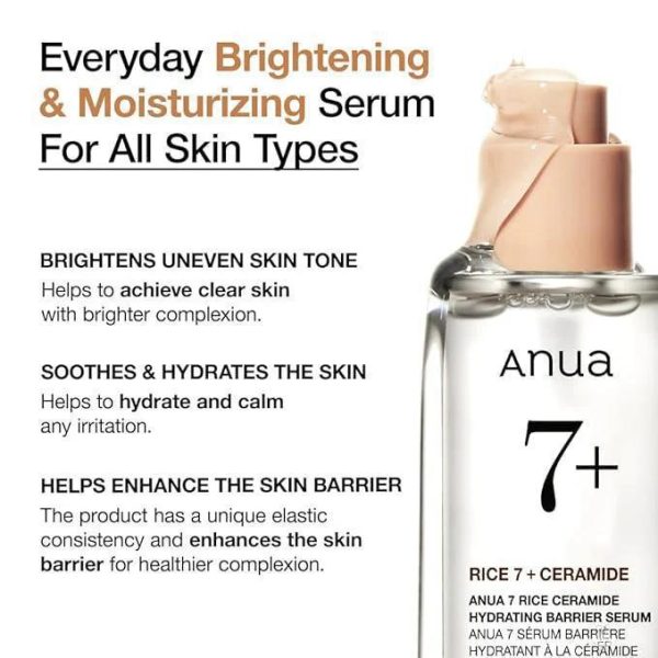 ANUA 7 Rice Ceramide Hydrating Barrier Serum 安宇安鱼腥草舒缓镇静补水精华 50ml Hot on Sale