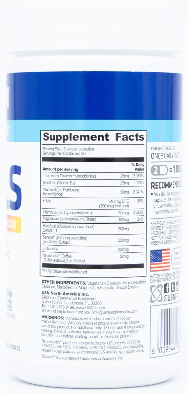 USN Vibrance Feels Mood & Mind Enhancer for Cognitive Support, 60 Capsules Supply