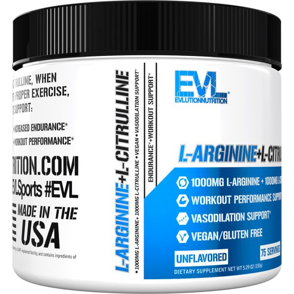 EVL L-Arginine + L-Citrulline: Vegan Performance Enhancing Powerhouse for Vasodilation Online now