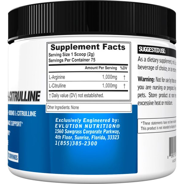 EVL L-Arginine + L-Citrulline: Vegan Performance Enhancing Powerhouse for Vasodilation Online now