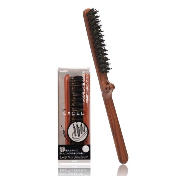 VESS Excel Mix Slim Brush EXC-630 日本19 厘米天然猪鬃折叠发梳 Hot on Sale