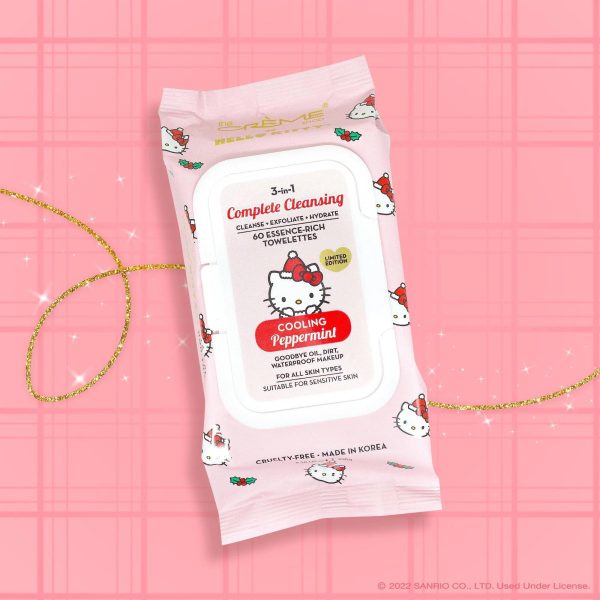 The Creme Shop X Sanrio Holiday 2023 Cleansing Wipes Refreshing Rose Water 三丽鸥联名三合一全面清洁精华湿巾 For Discount