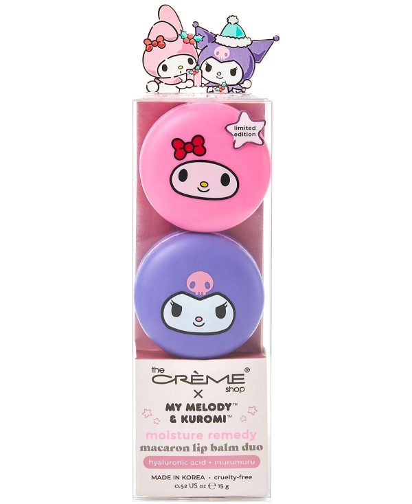 The Creme Shop X Sanrio Holiday 2023 My Melody & Kurromi Macaron Lip Balm Duo 三丽鸥联名美乐蒂和酷洛米马卡龙润唇膏 on Sale