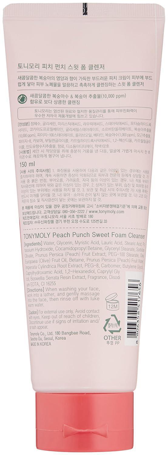 TONYMOLY Peach Punch Sweet Foam Cleanser 魔法森林蜜桃味泡沫洁面乳 150mL Cheap