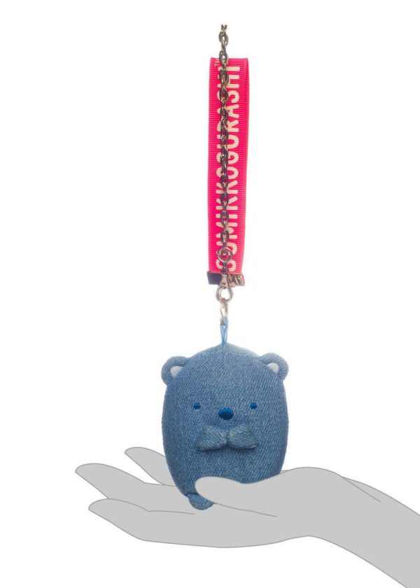 San-X Denim Shirokuma Keychain 原创白熊牛仔布 4 英寸毛绒钥匙扣 Cheap